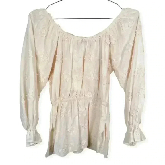 Mes Demoiselles Ivory Floral Embroidered Poplin Top - Picture 3 of 11